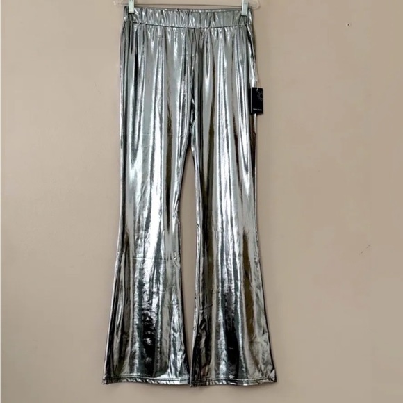 NEW Indigo Rising Metallic Silver Party Casual Former Pants Size Boot Cut M - Picture 2 of 7